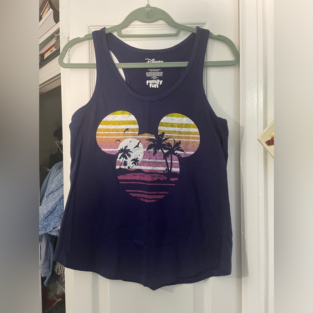 Junior's Disney Medium Navy Blue Graphic Tank Top